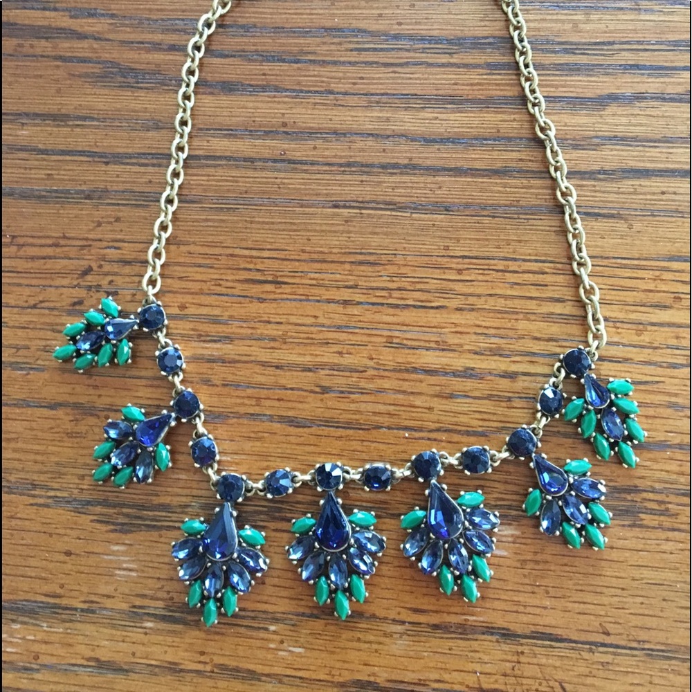 Blue, green silver necklace